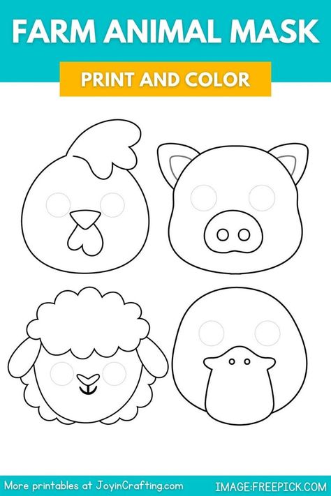 Animal Mask Printable Free, Farm Animal Hats For Preschool, Free Printable Hats For Kids, Duck Mask Printable, Animal Mask Templates Free Printable, Horse Mask Printable, Farm Animal Masks Printable Free, Farm Animal Faces Printable, Pig Mask For Kids