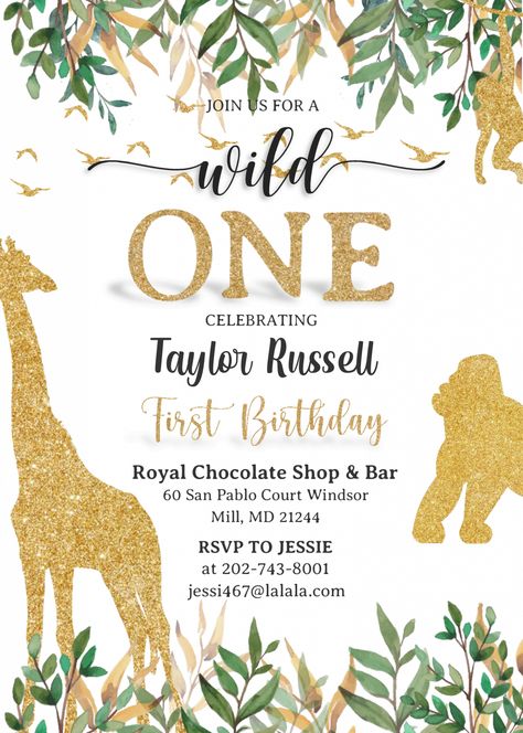 Wild One Birthday Invitation Templates – Editable With MS Word | FREE Printable Baby Shower Invitations Templates Monkey Template, One Birthday Invitations, Safari Theme Birthday Party, Jungle Birthday Invitations, Safari Invitation, Safari Invitations, Jungle Safari Birthday, Wild One Birthday Invitations, Baby Birthday Invitations