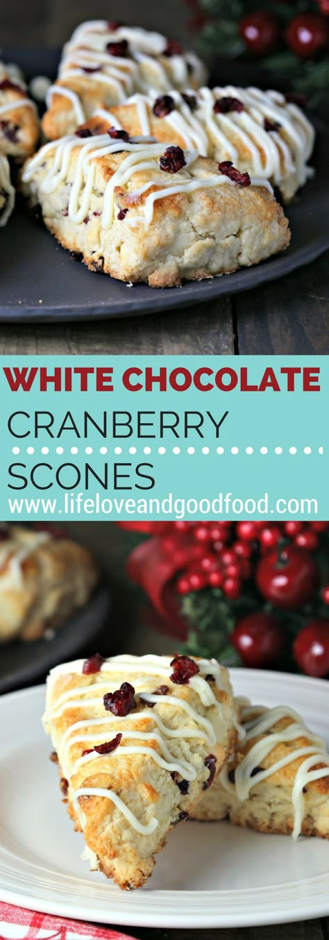 White Chocolate Cranberry Scones | Life, Love, and Good Food @ImmaculateBakes Muffins Cranberry, Summer Apps, White Chocolate Scones, Pretty Sweets, Xmas Goodies, Cranberry White Chocolate, Fresh Cranberry, Cranberry Scones, Chocolate Cranberry