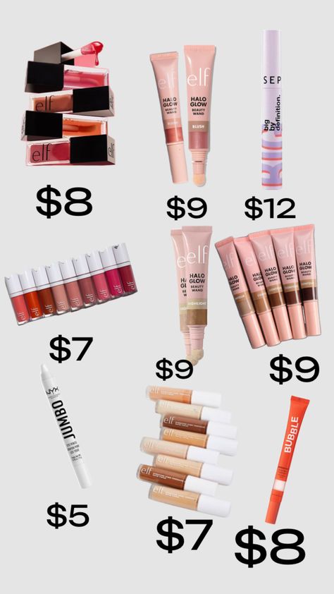 Some great and reasonable priced makeup🩷🩷🩷You kind find most at target,walmart,sephora,etc Elf Blush, Makeup Prices, Halo Halo, Sephora Makeup, Makeup Yourself, Best Makeup Products, Sephora, Body Care, Make Up