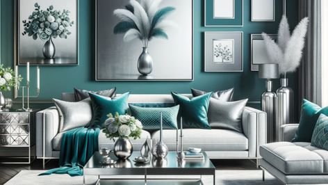 Interior Colors Archives - Interior Themes Teal And Grey Living Room, Grey And Black Living Room, Black And Grey Living Room, Black And Cream Living Room, Teal Rooms, Purple Drapes, Interior Themes, Teal Interiors, Grey Living Room