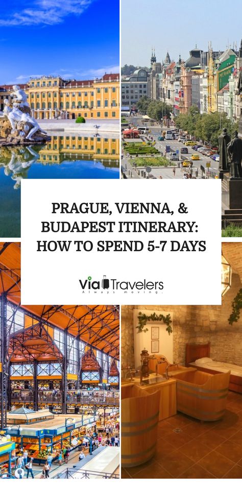 Looking for a good Prague, Vienna, and Budapest itinerary? Here’s an itinerary on how to spend your days visiting the three European cities. Vienna Budapest Prague, Prague Vienna Budapest, 7 Day European Itinerary, European Itinerary, Vienna Itinerary, Prague Itinerary, Weekend In Prague, Budapest Itinerary, Beer Spa