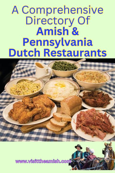 Amish & Pennsylvania Dutch Restaurants (Pinterest Pin) (2) Amish Country Pennsylvania, Amish Pennsylvania, Sugar Cream Pie, Pennsylvania Dutch Country, Farm Restaurant, Amish Life, Amish Farm, German Police, Lancaster Pennsylvania