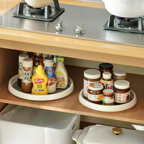 360 Degree Rotating Storage Carousel Round Shelf Spice Organizer Rotating Organizer Kitchen Non-Slip Storage Organizer - AliExpress Spinning Spice Rack, Rotating Spice Rack, Organize Kitchen, Seasoning Rack, Lazy Susan Turntable, Sliding Shelves, Kitchen Fridges, Countertop Storage, Vanity Countertop