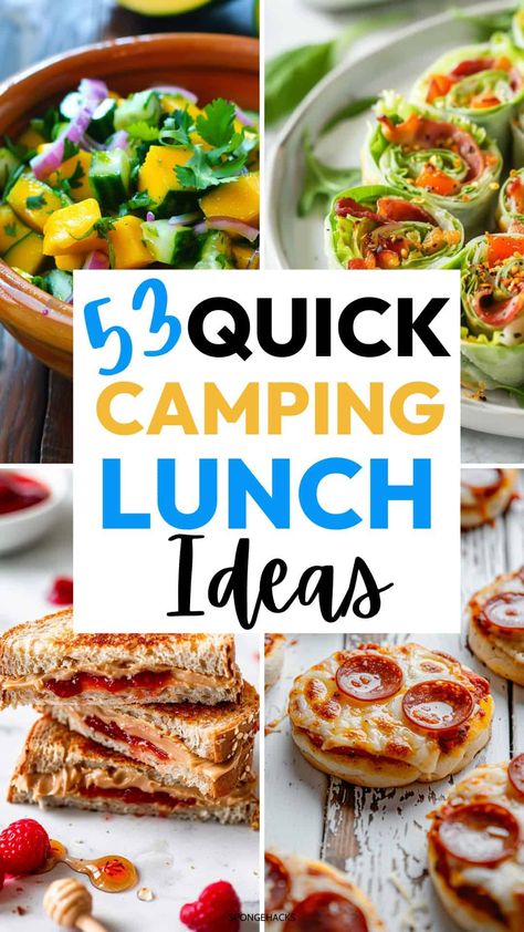 53 Quick & Easy Camping Lunch Ideas Your Family Will Enjoy Easy Camping Lunch Ideas, Easy Camping Lunch, Camp Food Ideas Make Ahead, Camping Lunch Ideas, What To Make For Lunch, Campfire Snacks, Camping Lunch, Camping Meal Planning, Healthy Camping Food