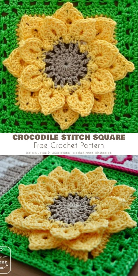 crochet granny square patterns Bumble Bee Granny Square, Crochet Bee Granny Square, Plant Granny Square, Turtle Granny Square, Granny Squares Pattern Free, Crochet Squares Pattern Free, Leaf Granny Square, Flower Granny Square Pattern Free, Free Crochet Granny Square Patterns