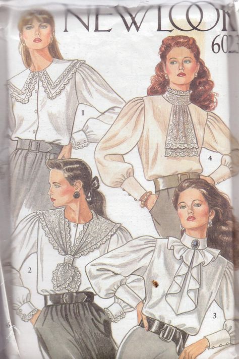 80s Excess, Blouses Pattern, Collar Variations, Vintage Clothes Patterns, Old Outfits, Art Help, Romantic Blouses, Fashion 80s, Photographie Portrait Inspiration