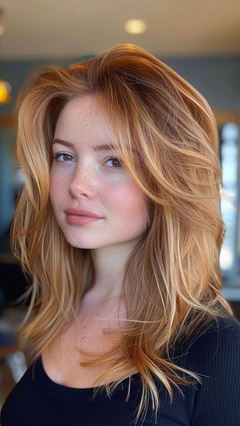 Summer Red Hair Color, Strawberry Blonde Hair Ideas, Blonde Hair Ideas, Strawberry Blonde Hair Color, Gorgeous Hair Color, Strawberry Blonde Hair, Auburn Hair, Long Blonde Hair, Strawberry Blonde