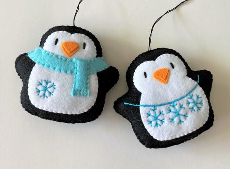 Felt Penguin Pattern, Christmas Decorations For Tree, Felt Penguin, Felt Ornaments Patterns, Penguin Ornaments, Penguin Pattern, For Christmas Decorations, Ornaments For Christmas, Tree Winter