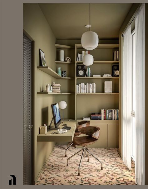 Guest Bedroom Home Office, Fancy Decor, Study Interior Design, Closet Office, Office Nook, Garage Office, Dream Office, Bookshelf Desk, Office Colors