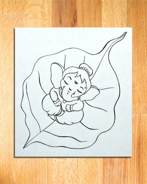 How to Draw Baby Ganesha Sleeping on the Leaf || Bal Ganesha Drawing || Pencil Sketch || ganesh drawing,baby ganesha drawing, how to draw bal ganesha, easy drawing of baby ganesha, ganpati bappa drawing, lord ganesha drawing, bal ganesha pencil sketch, baby ganesha pencil drawing, bal ganesha art videos, pencil sketch for beginners, pencil drawing ideas, art videos, hindu god drawing, drawing of hindu god, vivek art academy. Lord Ganesh Drawings Sketches, Ganesh Aesthetic Drawing, Ganpati Photo For Drawing, Drawing Of Hindu Gods, Pencil Art Drawings Ganesha, Ganpati Images Drawing, Pencil Sketch Ideas For Beginners, Ganpati Drawing For Competition, Bal Ganesh Mandala Art