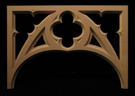 Carved Arched Panel - Gothic Gothic Wood Carving, Gothic Corbel, Gothic Home Interior, Goth Architecture, Craftsman Trim, Gothic Arch, Church Aesthetic, Gothic Windows, Church Furniture