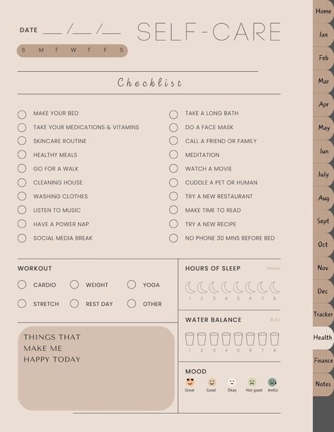 Self-Care Checklist | 2024 Digital Goodnotes Planner Personal Budget Planner, Free Planner Templates, Wedding Budget Planner, Goodnotes Template, Planner Writing, Budget Planner Template, Budget Planner Printable, Daily Planner Pages, Notes Planner