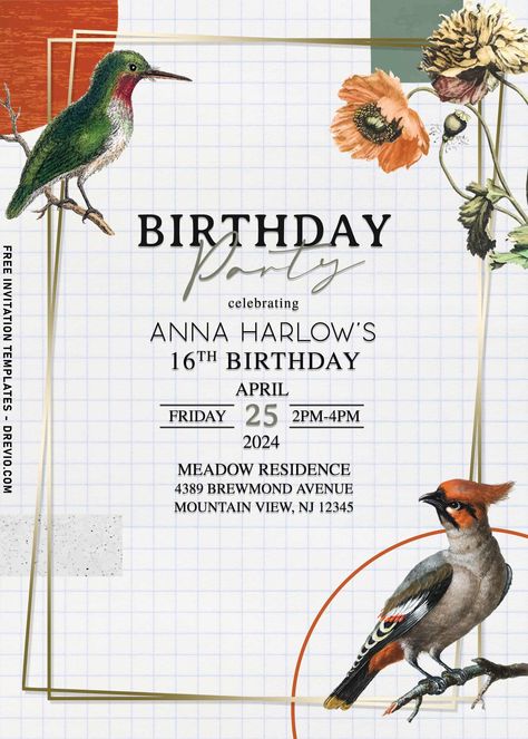 Nice 11+ Watercolor Modern Floral And Bird Collage Invitation Templates Birthdays are a time to celebrate for you and your loved ones. It may not be the end of an era, but it is a commemoration of the things that had happened to us for the past year. As your birthday prog... Bird Birthday Invitations, Collage Invitation, Bird Invitation, Bird Collage, Bird Birthday Parties, The End Of An Era, Birthday Collage, Bird Party, Third Birthday Party