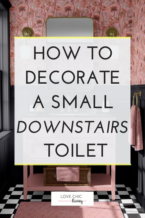 Small Downstairs Toilet Ideas, Cloakroom Toilet Downstairs Loo, Downstairs Toilet Ideas, Cloakroom Wallpaper, Small Toilets, Bathroom Wallpaper Vintage, Ideas For Small Bathroom, Understairs Toilet, Wallpaper Accent Wall Bathroom