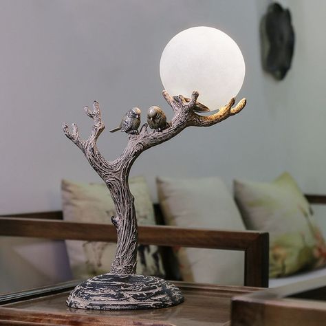 Aesthetic Laptop and Study table design ideas Lampshade Tree, New Classic Design, 3d Moon, Moon Table, Study Table Designs, Creative Flooring, Study Decor, Moon Lamp, Table Lamps Living Room