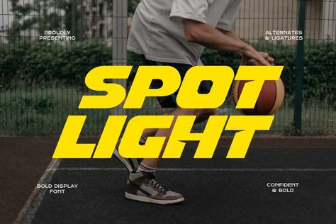 Spot Light - Display Sports Font, Fonts - Envato Elements Free Sports Fonts, Athletic Fonts, Trendy Games, Business Fonts, Sports Fonts, Free Typeface, All Caps Font, Light Font, Team Logo Design