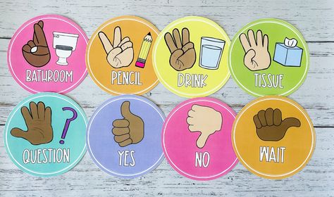 Classroom Management Tip: Using Hand Signal Posters - Shayna Vohs Hand Signals Classroom Free, Classroom Hand Signals, Escape The Classroom, Classroom 2023, Classroom Management Elementary, Teacher Toolkit, Class Activity, Hand Signals, Baby Handprint