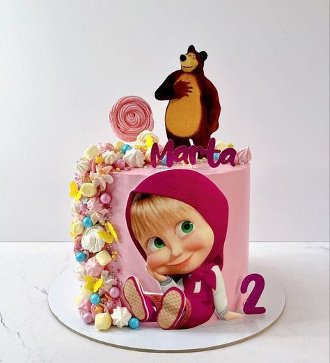 Masha And The Bear Cake, Masha Cake, Sunshine Birthday Cakes, Masha And Bear, Cake Designs For Boy, Animal Birthday Cakes, Girly Birthday Party, Baby Birthday Decorations, Princess Birthday Cake