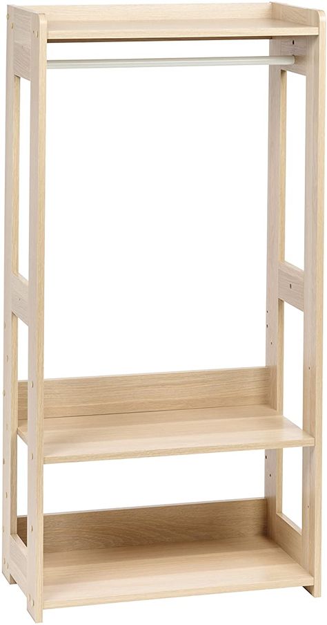 Montessori Bedroom Toddler Girl, Clothing Rack With Shelves, Montessori Toddler Bedroom, Wood Clothing Rack, Bedroom Wardrobe Ideas, Clothing Rack Bedroom, Wood Clothing, Dress Up Storage, Kitchen Racks