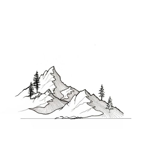 Mt Hood Drawing, Forest Outline Drawing, Roam Ink Drawing, Mont Blanc Tattoo, Mountain Tattoo Outline, Mountain Outline Drawing, Mountain Sketch Simple, Mountains Drawing Simple, Montagne Tattoo