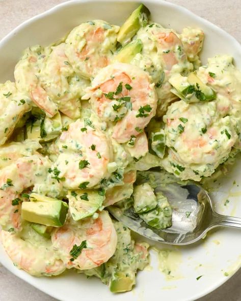 Avocado Shrimp Salad Recipe (7 Ingredients) | The Kitchn Creamy Shrimp Salad, Avocado Shrimp Salad, Shrimp Salad Recipe, Avocado Shrimp, Easy Summer Salad, Salad With Shrimp, Avocado Mayo, Shrimp Avocado Salad, Shrimp Salad Recipes