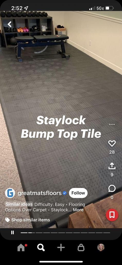 Home Gym Flooring Over Carpet, Home Gym Carpet, Gym Carpet, Easy Flooring, Home Gym Flooring, Gym Floor, Gym Ideas, Gym Flooring, Basement Design