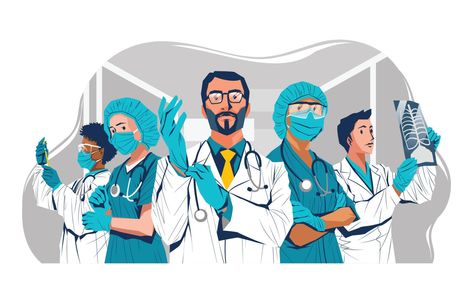 Doctors Day Concept with Team of Medical Professionals Health Professionals Photo, Doctors Day Illustration, Doctor Poster, Labour's Day, Doctor Illustration, Doctor Vector, Doctor Images, Doctor Help, Education Poster Design