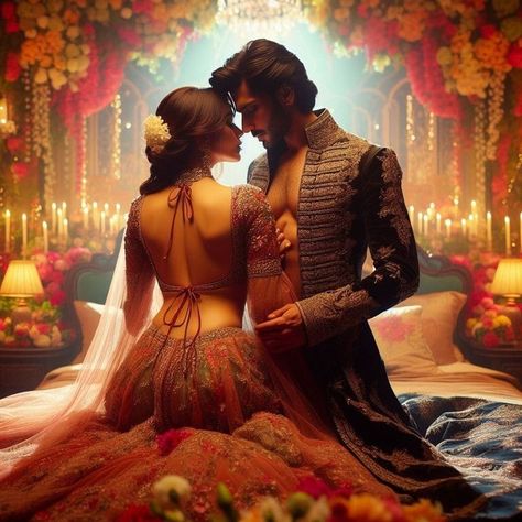 Wedding First Night Romance, Indian Wattpad, First Night Romance, Indian Romance, Night Wedding Photos, Indian Culture And Tradition, Cute Love Photos, Cute Couple Dancing, Romantic Couples Photography