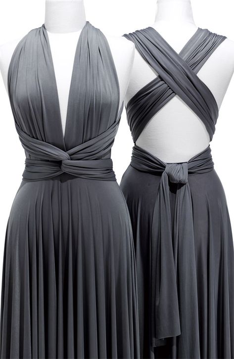 Infinity Dress Ways To Wear, Infinity Dress Styles, Vestido Convertible, Knee Length Prom Dress, Multiway Dress, Mode Mantel, Grey Bridesmaids, Multi Way Dress, Grey Bridesmaid Dresses