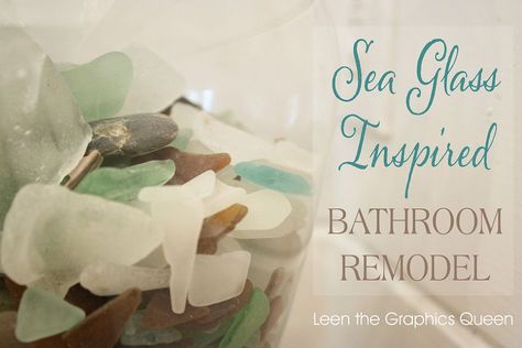 Our Sea Glass Inspired Beach Bathroom Remodel Sea Glass Bathroom, Bathrooms Mirrors, Nursery Coastal, Sea Glass Tile, Neutral Coastal Decor, Coastal Sofa, Coastal Plants, Coastal Pattern, Coastal Mirrors