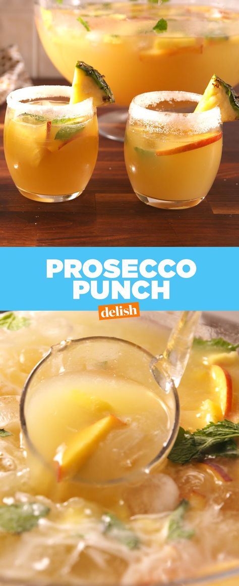 Your Friends Will Flip Over This Amazing Prosecco PunchDelish Prosecco Punch, Mojito Recipe Classic, Prosecco Drinks, Boozy Treats, Aa Meetings, Bar Tender, Special Drinks, Drink Party, Tipsy Bartender