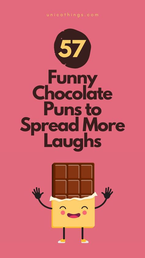 Craving a delicious dose of humour? Whether you're a chocolate lover or a dessert enthusiast, Check out these chocolate puns to satisfy your funny bone. Dessert Puns, Funny Chocolate Quotes, Chocolate Puns, Dessert Quotes, Chocolate Quotes, Chocolate Humor, Witty Comebacks, Chocolate Day, Pun Card