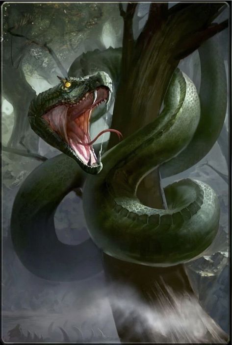 Snake Monster, Cobra Art, Giant Snake, Snake Wallpaper, Cobra Snake, Snake Art, Beautiful Snakes, Creature Artwork, Green Snake