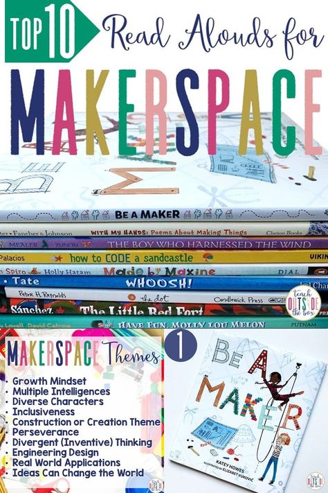 Here are my top 10 picture books for Elementary Makerspaces with summaries and suggested maker activities! | STEM Activities for Kids Kindergarten Makerspace Activities, Read Aloud Steam Activities, Makerspace Middle School Library, Maker Space Classroom, Makerspace Elementary Library, Elementary Makerspace, Makerspace Elementary, Makerspace Activities, Makers Space