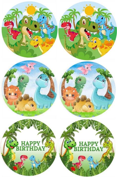 Dino Cupcake Topper Printable, Birthday Moon, Dinosaur Cupcake Toppers, Dinosaur Cupcakes, Dino Cake, Photo Cup, Dinosaur Printables, Cupcake Toppers Printable, Pretty Birthday Cakes