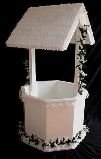 DIY Wishing Well | Wishing Wells: yay or nay? Diy Wedding Wishing Well, Wishing Well Bridal Shower, Wishing Well Ideas, Diy Wishing Wells, Well Ideas, Bridal Shower Wishes, Wishing Well Wedding, Wishing Wells, Modern Baby Shower Games