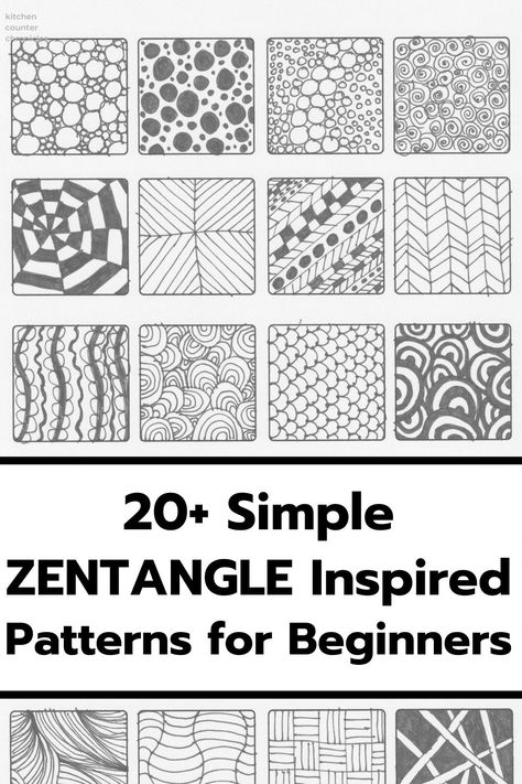 Get inspired by these 20  Zentangle patterns and designs. Sharing step-by-step instructions for making simple zentangle patterns that are great for beginners and kids. #zentanglepatternsstepbystep #zentangledesignsstepbystep #simplezentanglepatterns #zentangleartbeginnerseasy #zentanglepatternseasy #zentanglekids Zentangle Starter Pages, Zentangle Patterns Beginners, Zantangle Art Beginners, Basic Zentangle Patterns, Zen Doodle Patterns Step By Step Easy, Zentangle Art Step By Step, Basic Zentangle Patterns Step By Step, Printable Zentangle Patterns Free, Zentangle Beginner Step By Step