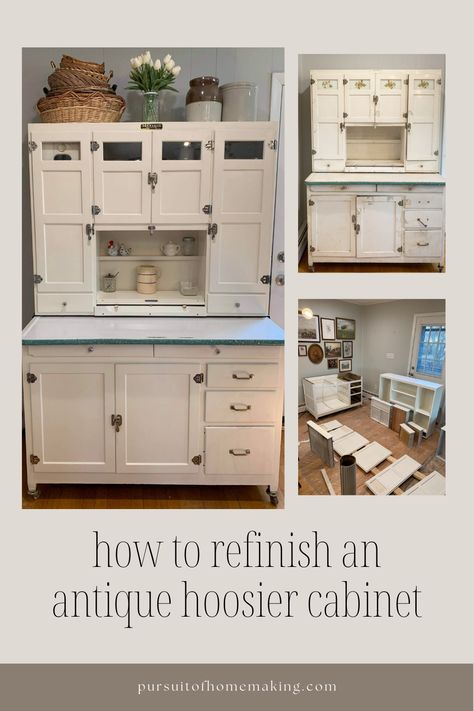 Hoosier Cabinet Restoration, Hoiser Cabinet Ideas, Repurposed Hoosier Cabinet Ideas, Refinishing Hoosier Cabinet, Refinished Hoosier Cabinet, Antique Hoosier Cabinet Makeover, Hoosier Cabinet Ideas Farmhouse, Hoosier Cabinet Makeover, Hoosier Cabinet Decorating Ideas