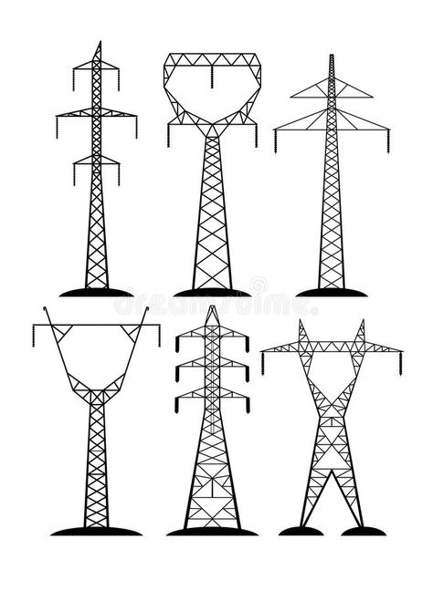 High-voltage lines isolated on white background royalty free illustration Electric Illustration, Line Doodles, Samurai Wallpaper, Vector Poster, Power Lines, Blue Prints, Free Illustration, Design Minimal, Background Illustration