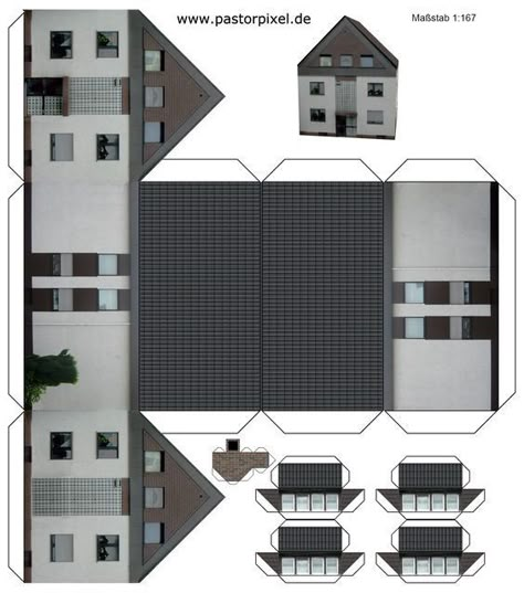 Paper Models House, Paper House Template, Ho Scale Buildings, Free Paper Models, House Template, Paper Car, Paper Toys Template, Paper Doll House, Paper City