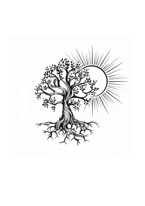 Family Tree Tattoo Stencil, Moon And Tree Tattoo, Tree Of Life Tattoo Feminine, Sarah Tattoo, Chest Tattoo Stencils, World Map Tattoos, Hebrew Tattoo, Africa Tattoos, Majestic Tree