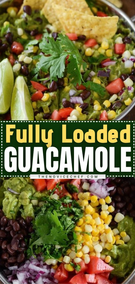 easy game day appetizers, Loaded Guacamole Recipe, Dairy Free Dip Recipes, Healthy Game Day Food, Loaded Guacamole, Best Appetizers Ever, Dairy Free Dips, Tailgating Food, Novice Chef, Comfort Casseroles