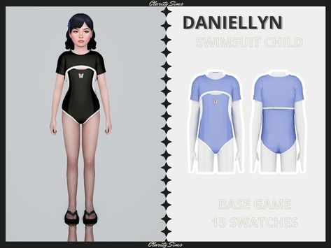 Daniellyn - Swimsuit Child | Patreon Clarity Sims, The Sims 4 Kids, Ts4 Patreon, Sims 4 Tsr, Sims Baby, Sims 4 Cc Kids Clothing, The Sims 4 Pc, Sims 4 Download, Sims 4 Children