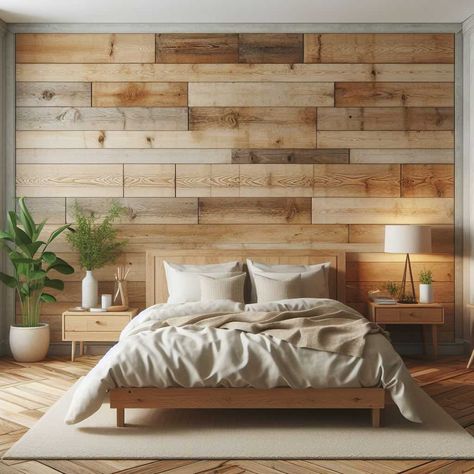 Barnwood Accent Wall Bedroom, Bedrooms With Wallpaper, Wood Wallpaper Bedroom, Accent Walls Ideas, Wood Accent Wall Bedroom, Wallpaper Accent Walls, Bedroom Wallpaper Accent Wall, Wood Walls Bedroom, Wall Behind Bed