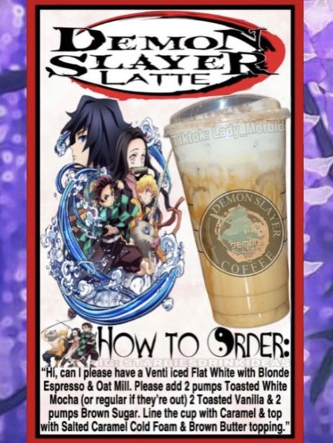 Demon Slayer Starbucks Drink, Anime Inspired Starbucks Drinks, Anime Starbucks Drinks, Vampire Food, Starbucks Halloween Drinks, Starbies Drinks, Starbucks Ideas, Homemade Coffee Drinks, Starbucks Drink Menu