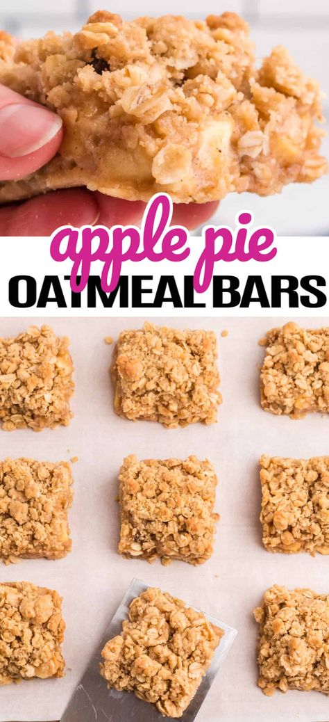 Apple Pie Oatmeal Bars are super easy to make and great to have on hand. Grab an apple oat bar as a yummy breakfast option or a midday snack! #RealHousemoms #apple #applepie #oatmealbars #rolledoats #dessert #breakfast #brunch #summer #4thofjuly Gluten Free Apple Oatmeal Bars, Lodi Apple Recipes, Apple Graham Cracker Dessert, What To Make With Oatmeal, What To Do With Apples Going Bad, What To Do With Apples From Tree, Ways To Use Apples, Leftover Apples Recipes, Gluten Free Apple Pie Bars