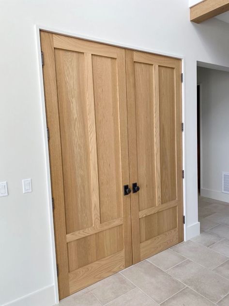 TruStile White Oak Interior Doors Fir Interior Doors, Wood Doors With White Trim Interior, White Walls Wood Doors, Maple Doors Interior, White Oak Closet Doors, White Oak Trim And Doors, White Oak Doors Interior, Oak Closet Doors, Oak Doors With White Trim