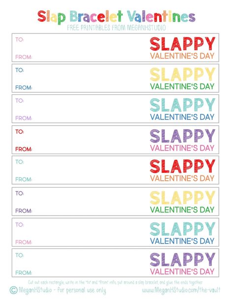 fun slap bracelet valentine's day cards for kids, slappy valentines day, valentines for kids, valentines day ideas, classroom valentines day ideas #printablevalentines #valentinesdayprintables #slappyvalentinesday #slapbracelet #meganhstudio #freeprintable Slap Bracelet Valentine Free Printables, Slap Bracelet Valentine, Classroom Valentines Gifts, Superhero Valentines, Day Ideas, Valentine Invitations, Kids Valentines Day, Valentine Template, Diy Valentines Day