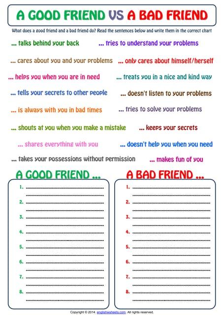 Good Friends Vs Bad Friends, Being A Good Friend Worksheet, Good Friend Vs Bad Friend Worksheet, Teaching How To Be A Good Friend, Who Is Being A Friend Worksheet, Friendship Articles, Friendship Printables, Relationship Worksheets, Friendship Skills